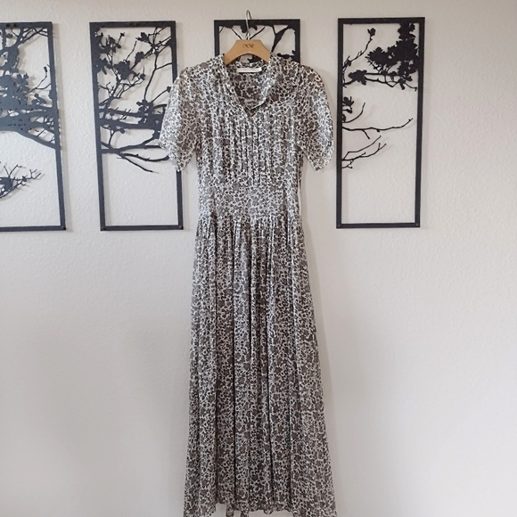 Christy Dawn Winslet Dress Jasmine Rye Brown Cream Floral Print 100% Silk Size S - Picture 4 of 15